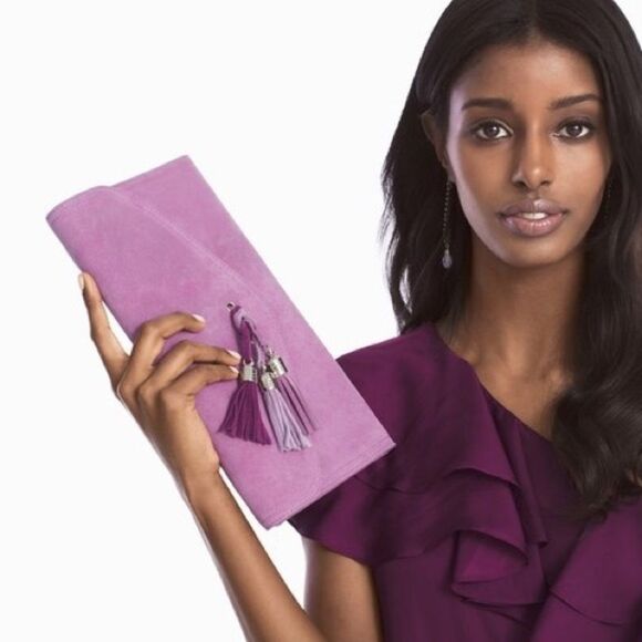 White House Black Market Suede Tassel Clutch - Picture 3 of 3